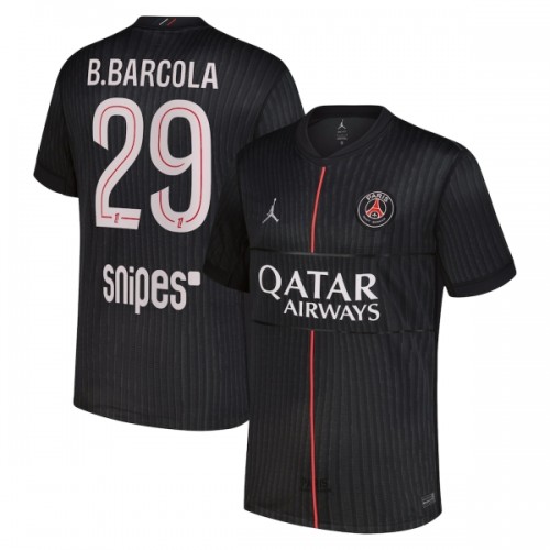 Fotbollskläder Paris Saint-Germain B. Barcola 29 Fjärdetröja Jordan 2025-26 - Kortärmad Fotbollskläder Paris Saint-Germain B. Barcola 29 Fjärdetröja Jordan 2025-26 - Kortärmad