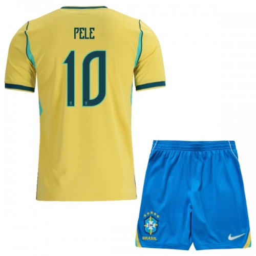 Fotbollskläder Barn Brasilien Pele 10 Hemmatröja VM 2026 - Kortärmad Fotbollskläder Barn Brasilien Pele 10 Hemmatröja VM 2026 - Kortärmad