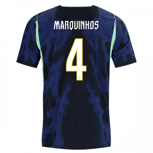 Fotbollskläder Brasilien Marquinhos 4 Bortatröja VM 2026 - Kortärmad Fotbollskläder Brasilien Marquinhos 4 Bortatröja VM 2026 - Kortärmad