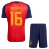 Fotbollskläder Barn Spanien 2 Stars Rodrigo 16 Hemmatröja VM 2026 - Kortärmad Fotbollskläder Barn Spanien 2 Stars Rodrigo 16 Hemmatröja VM 2026 - Kortärmad