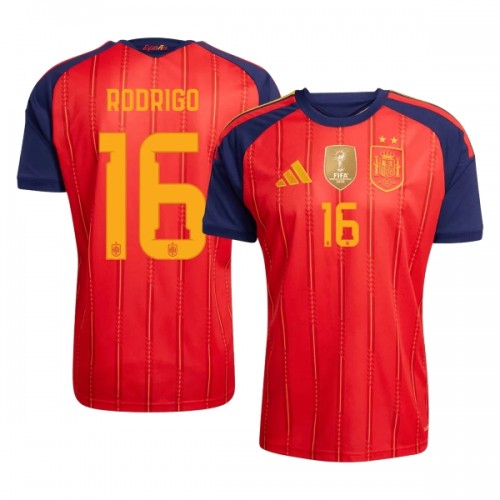 Fotbollskläder Spanien 2 Stars Rodrigo 16 Hemmatröja VM 2026 - Kortärmad Fotbollskläder Spanien 2 Stars Rodrigo 16 Hemmatröja VM 2026 - Kortärmad