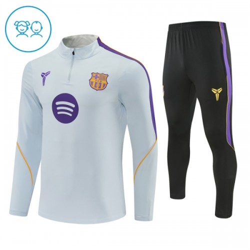 Barn Barcelona Trainings Sweatshirt Quarter-Zip 2026-27 Vit Barn Barcelona Trainings Sweatshirt Quarter-Zip 2026-27 Vit