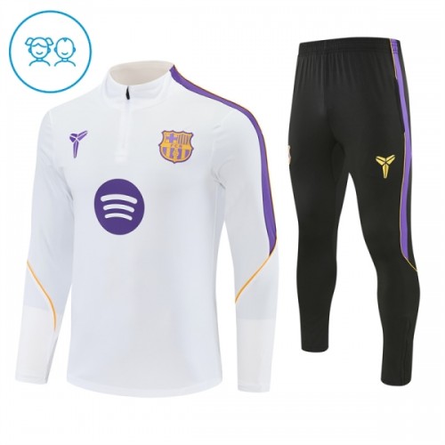 Barn Barcelona Trainings Sweatshirt Quarter-Zip 2026-27 Vit Barn Barcelona Trainings Sweatshirt Quarter-Zip 2026-27 Vit