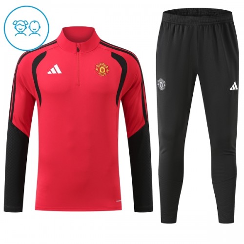 Barn Manchester United Trainings Sweatshirt Quarter-Zip 2026-27 Röd Barn Manchester United Trainings Sweatshirt Quarter-Zip 2026-27 Röd