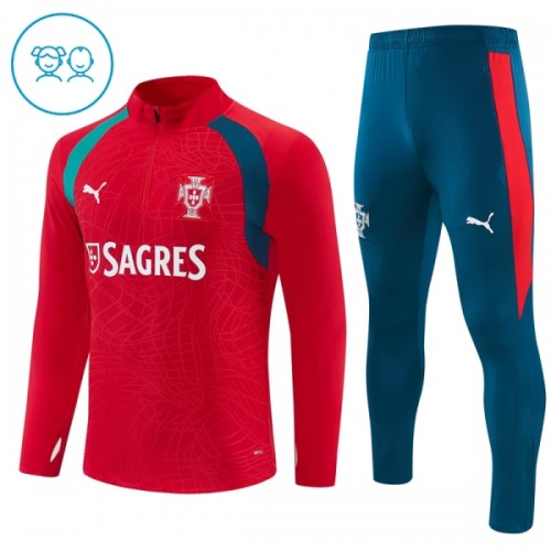 Barn Portugal Trainings Sweatshirt Quarter-Zip 2026-27 Röd Barn Portugal Trainings Sweatshirt Quarter-Zip 2026-27 Röd