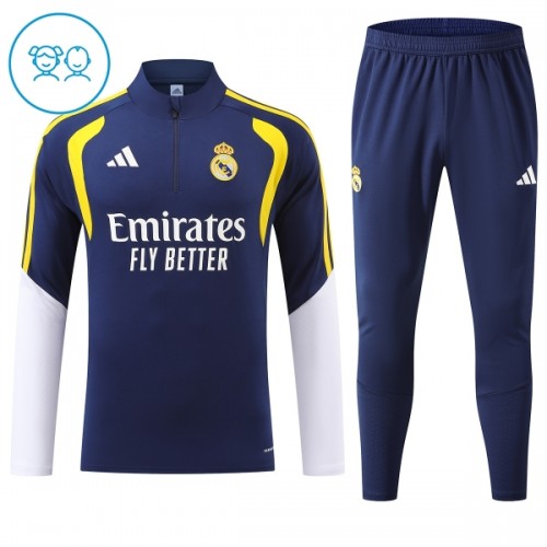 Barn Real Madrid Trainings Sweatshirt Quarter-Zip 2026-27 Blå Barn Real Madrid Trainings Sweatshirt Quarter-Zip 2026-27 Blå